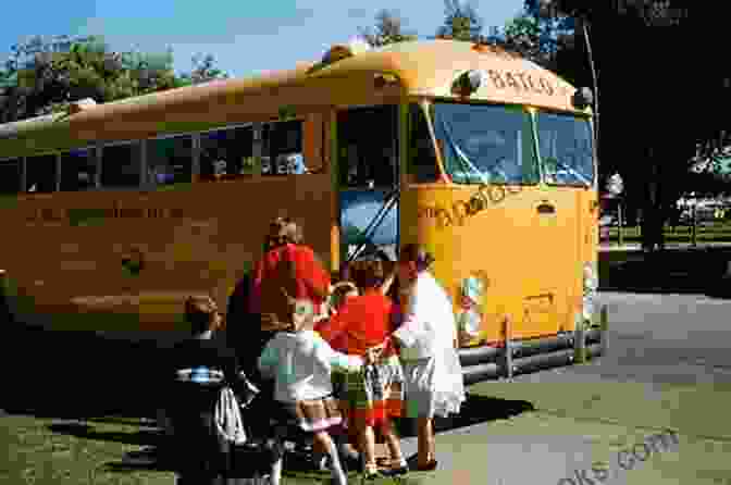 A Color Photograph Of A Group Of Children Riding A School Bus In The 1950s. Buses Built Before 1950 Royston Morris