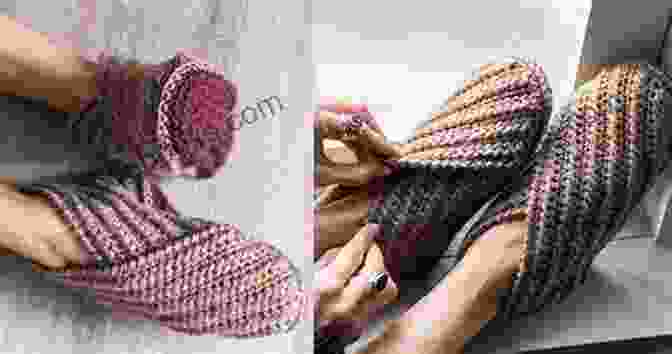 A Pair Of Crocheted Slippers Wrapped In Gift Paper Slippers Easy To Make Crochet Pattern