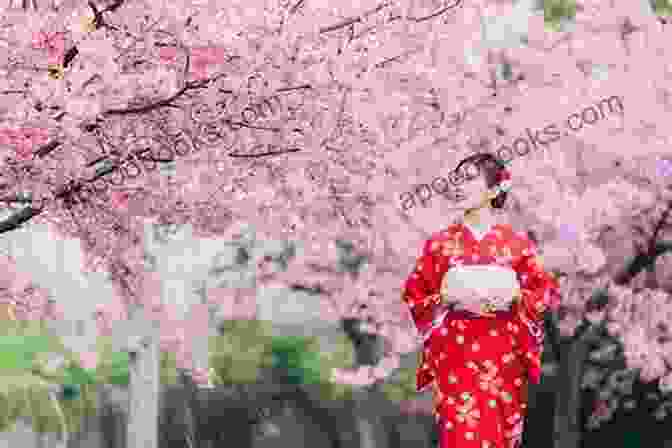 A Woman In A Traditional Japanese Kimono Standing In A Field Of Cherry Blossoms Samurai Trails: A Chronicle Of Wanderings On The Japanese High Road