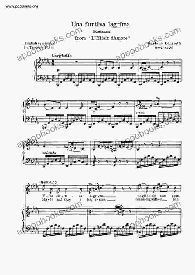 Gaetano Donizetti's 'Una Furtiva Lagrima' For Saxophone And Piano Gaetano Donizetti Una Furtiva Lagrima (from L Elisir D Amore ) For Saxophone And Piano: Arranged By Giovanni Abbiati