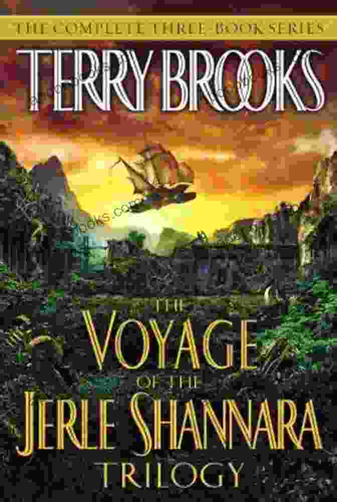 The Voyage Of The Jerle Shannara Trilogy Book Cover Featuring A Ship Sailing Through A Storm The Voyage Of The Jerle Shannara Trilogy