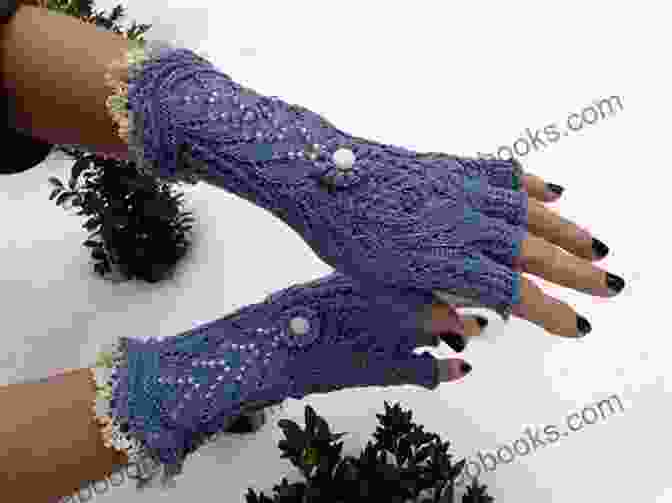 Woman Modeling Victorian Fingerlass Gloves Vintage Victorian Fingerlass Gloves Mittens Knitting Pattern